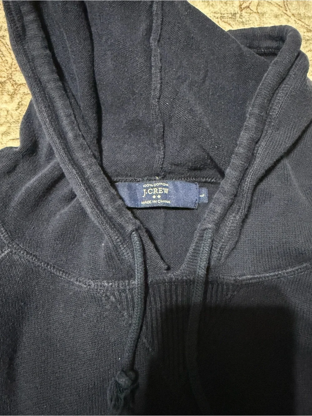 Men's Navy Jcrew Hooded Pullover Sweatshirt